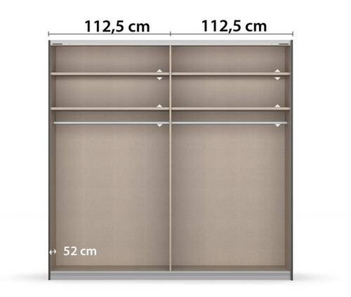 Schwebetürenschrank 226cm Belluno, Grau Metallic - Grau, MODERN, Holzwerkstoff (226/230/62cm) - Rauch Möbel