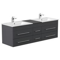WASCHTISCHKOMBI Nero XL, Graphitfarben B: 153 cm - Graphitfarben/Weiß, Basics, Keramik/Holzwerkstoff (153cm) - MID.YOU