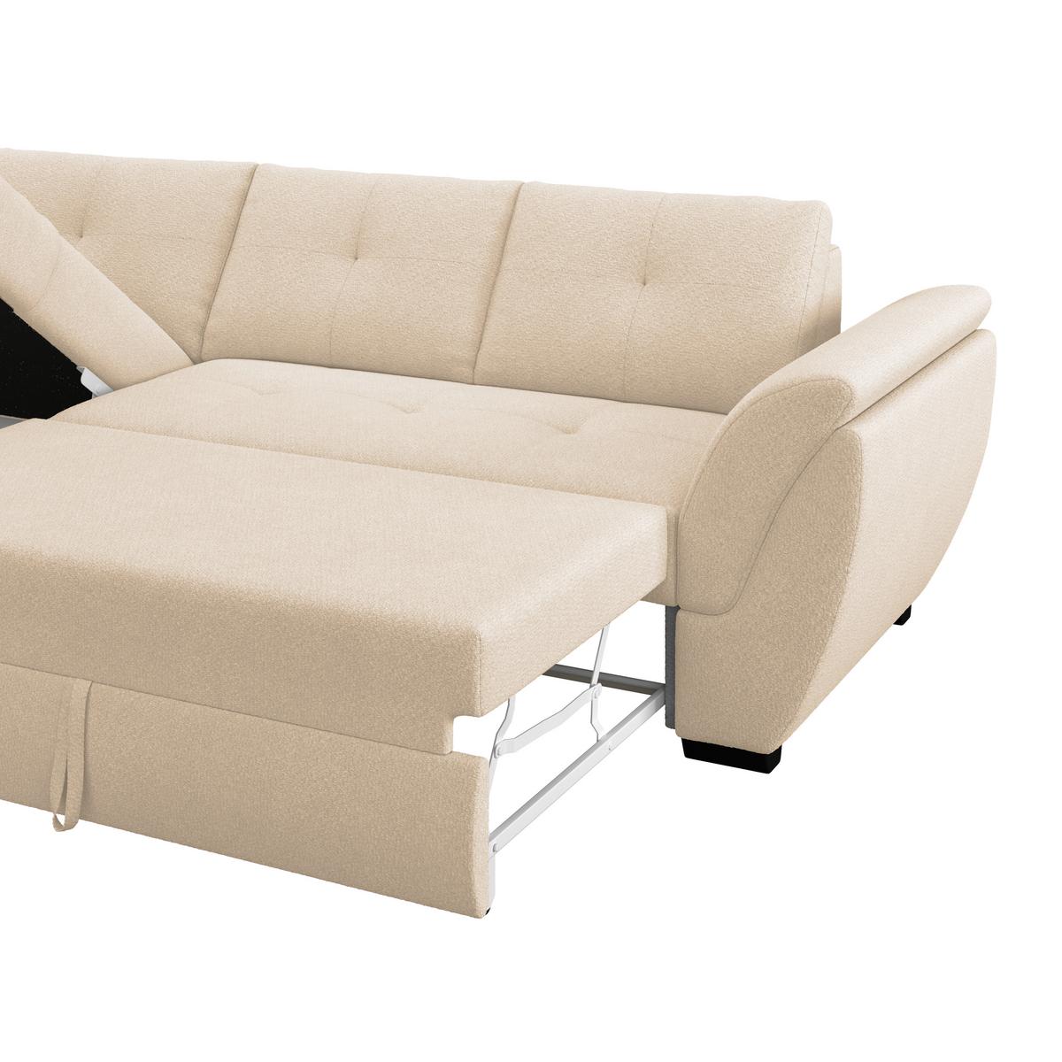 Rohová sedačka BERISSO, levá, béžová - černá/béžová, Konvenční, textil/plast (187/278cm) - Ondega