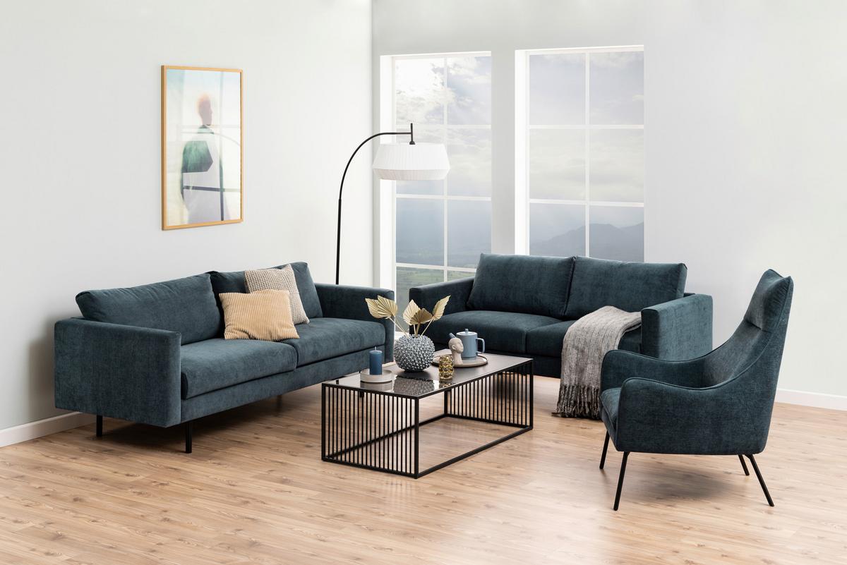 Couchtisch Rund Strington Schwarz - Schwarz, Design, Glas/Holzwerkstoff (120/60/40cm) - MID.YOU