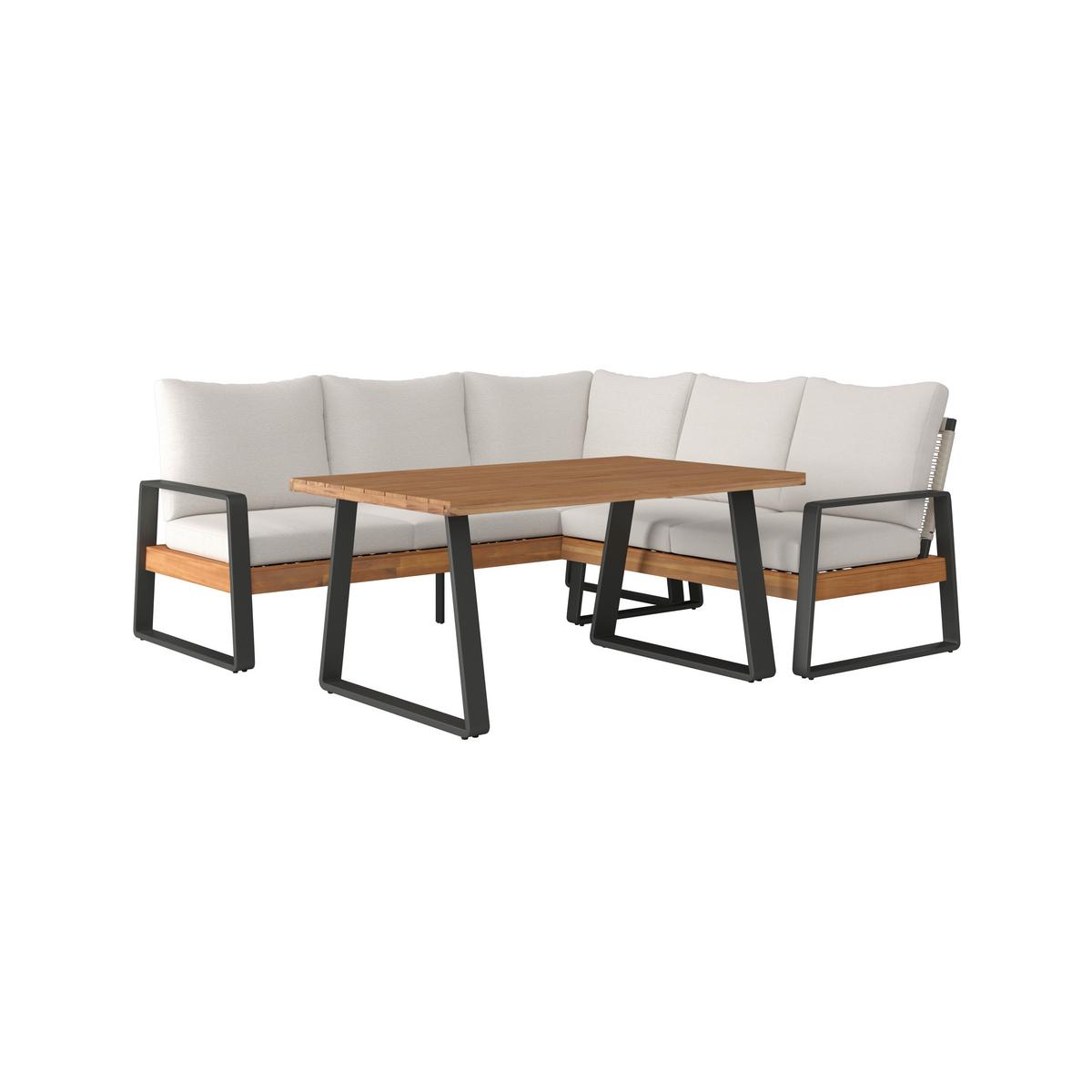 JEDÁLENSKÁ TERASOVÁ SÚPRAVA ALEXA - krémová/farba tíku, Modern, kov/drevo (208,5/81/85,5cm) - Bessagi Garden