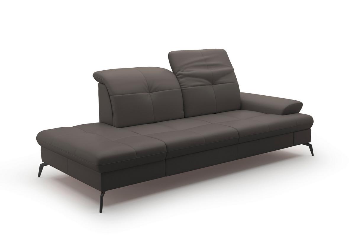 Récamiere Amica E, Mokka B: 231 Cm - Schwarz/Mokka, KONVENTIONELL, Leder/Textil (231/90/122cm) - Sit & More