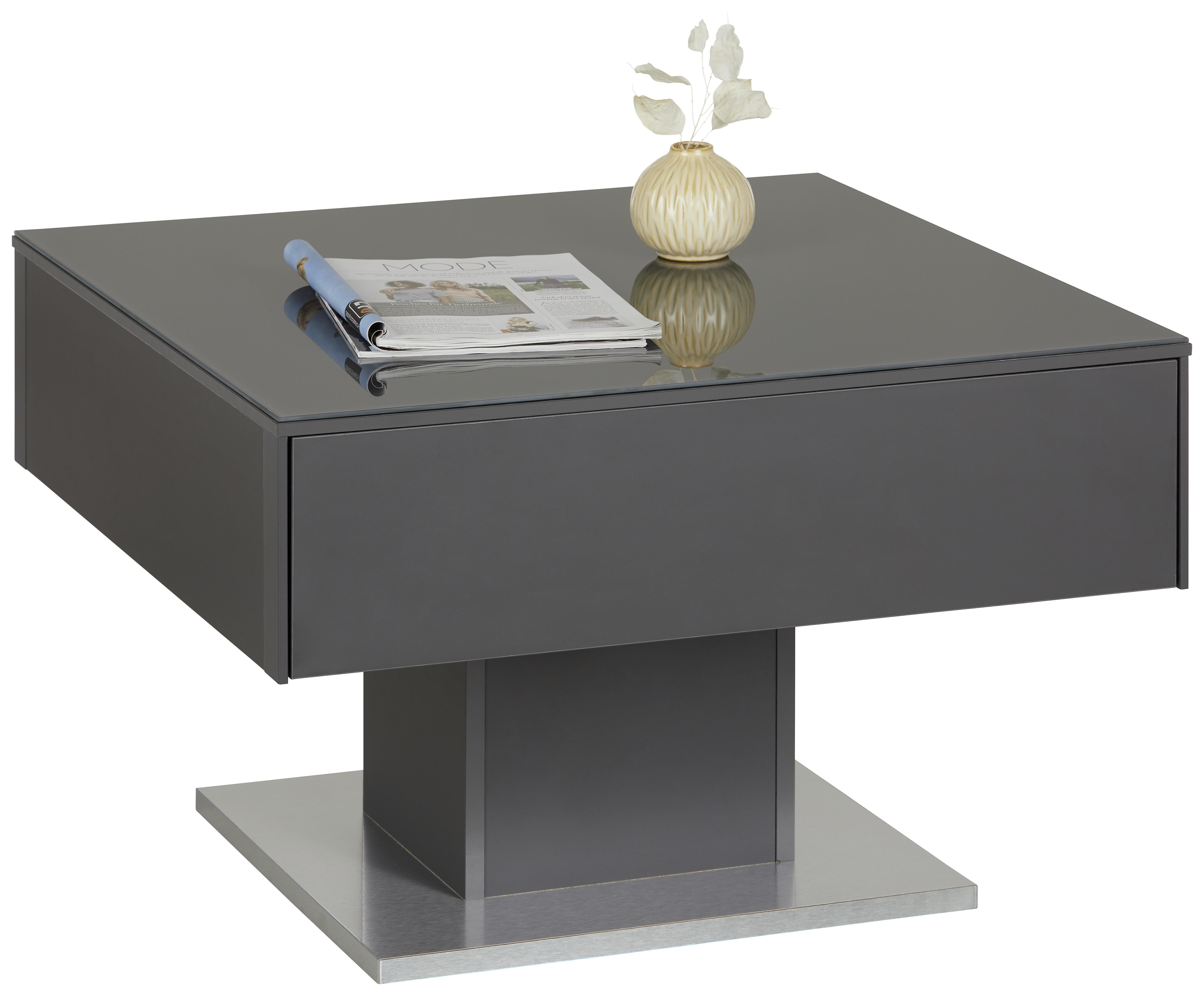 Konferenční Stůl Max Box - antracitová, Moderní, kompozitní dřevo/sklo (70/46/69cm) - Premium Living