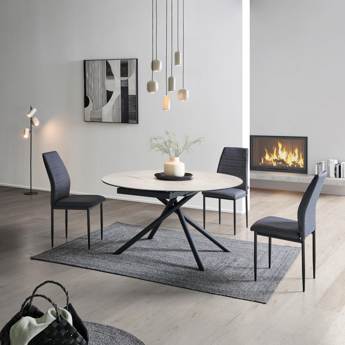 Esstisch Tiana - Schwarz/Weiß, LIFESTYLE, Glas/Keramik (90-140/76/140cm) - MID.YOU