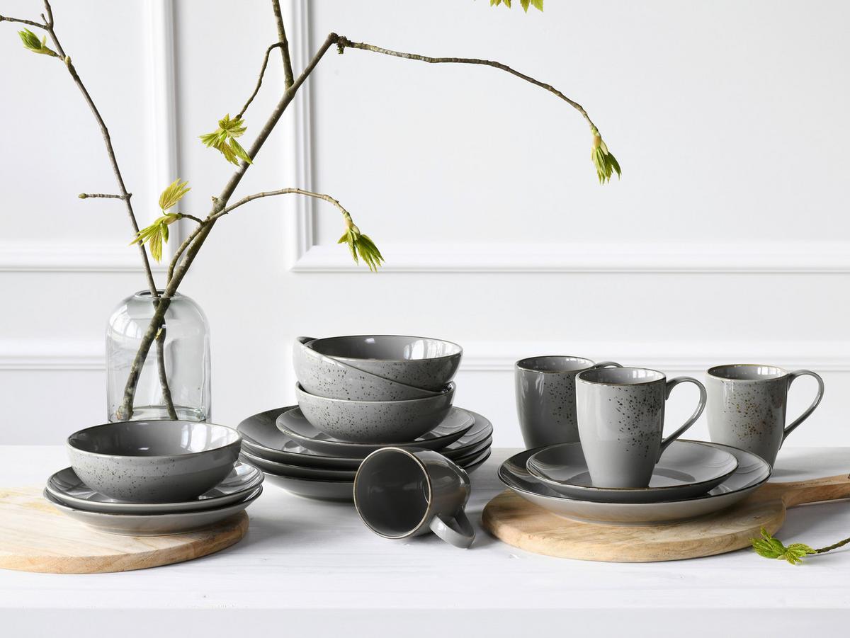Schüsselset Steinzeug Grau 6tlg D: 16,5 cm - Grau, Trend, Keramik (16,5cm) - Creatable