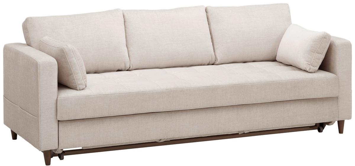 Rozkladacia pohovka ANNA, béžová, max. 240 kg - tmavohnedá/béžová, Basics, textil (221/84/89cm) - MID.YOU