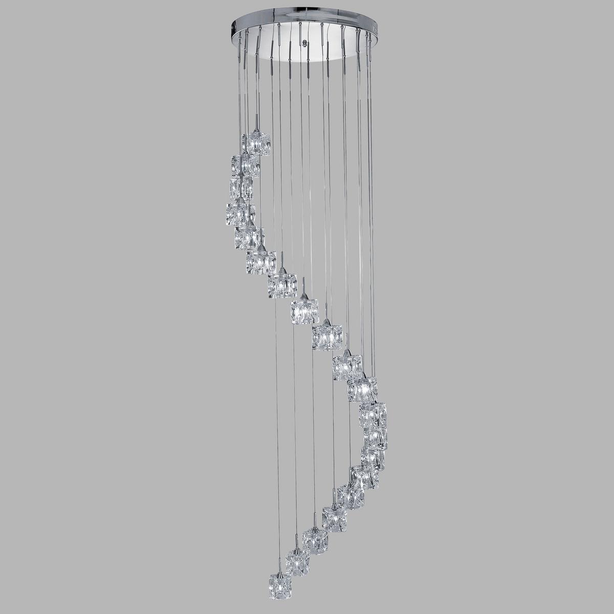 Led Függőlámpa Ice Cube 7820-20-Led - krómszínű, Design, üveg/fém (45/300cm)