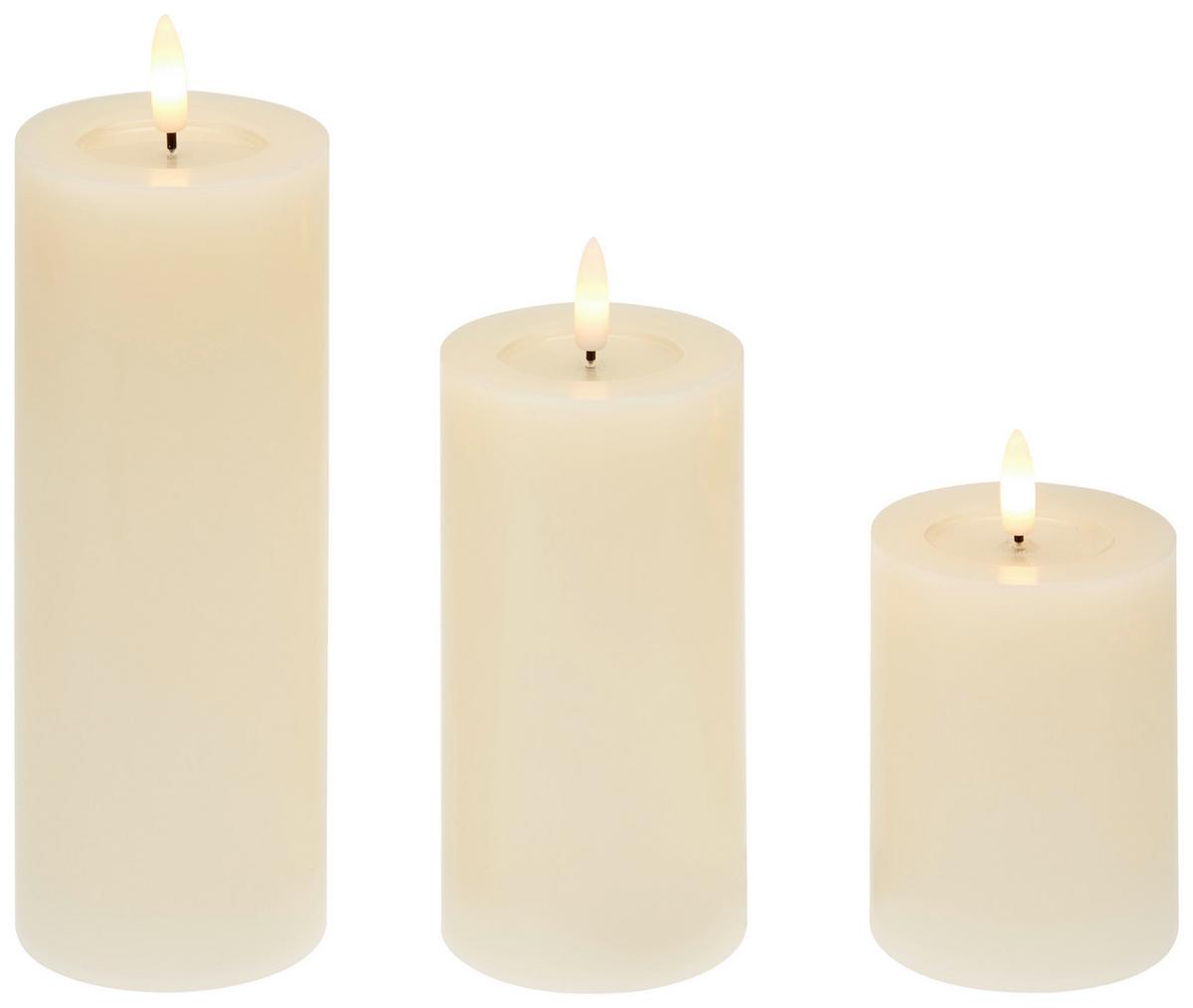 Led-kerze Mara Weiß Mit Timer, Ø/h: 7,5/12,8 Cm - Weiß, Basics, Naturmaterialien/Kunststoff (7,5/12,8cm) - James Wood