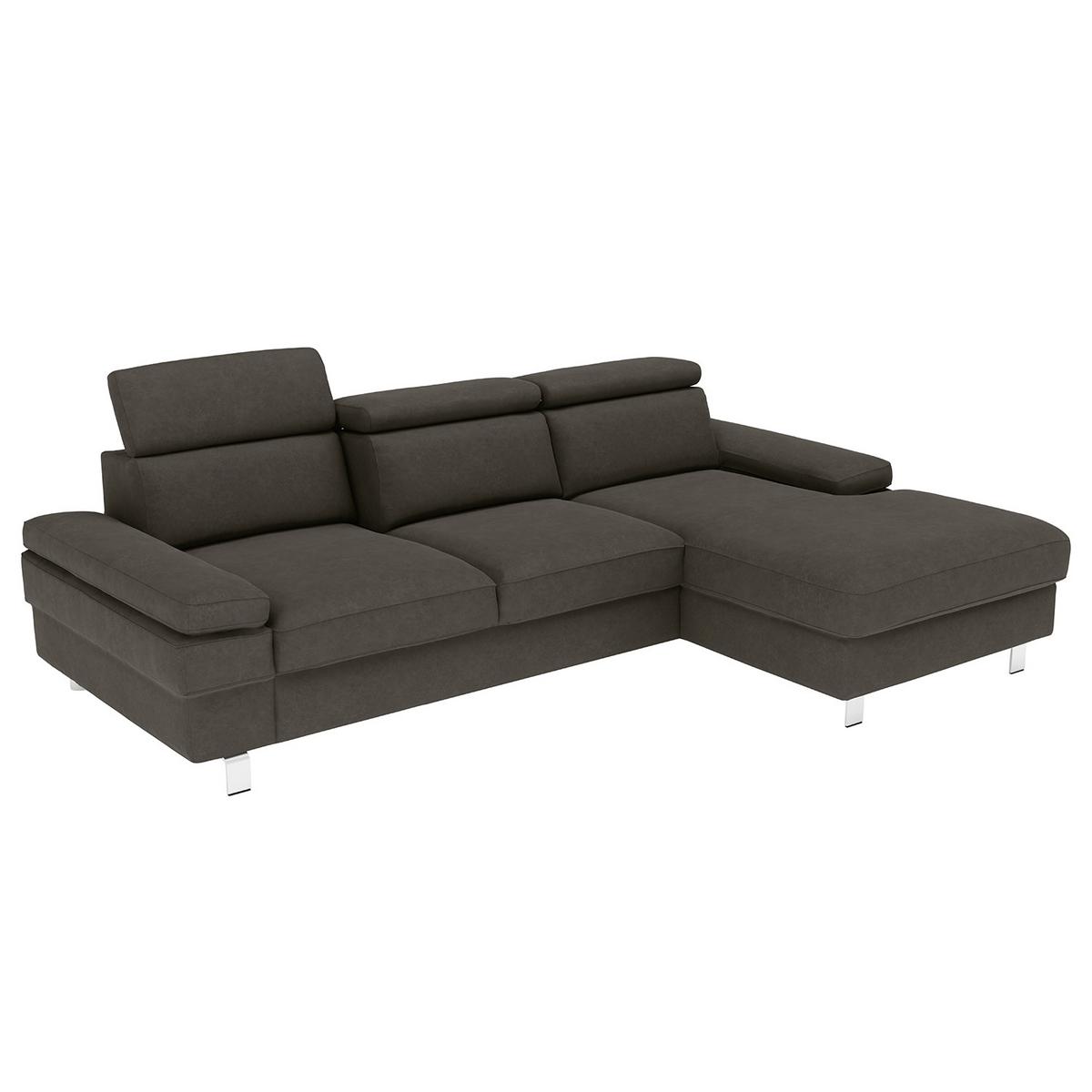 Ecksofa Elvis, Anthrazit S: 259x182 Cm - Anthrazit/Silberfarben, KONVENTIONELL, Textil (259/182cm) - Trendmanufaktur