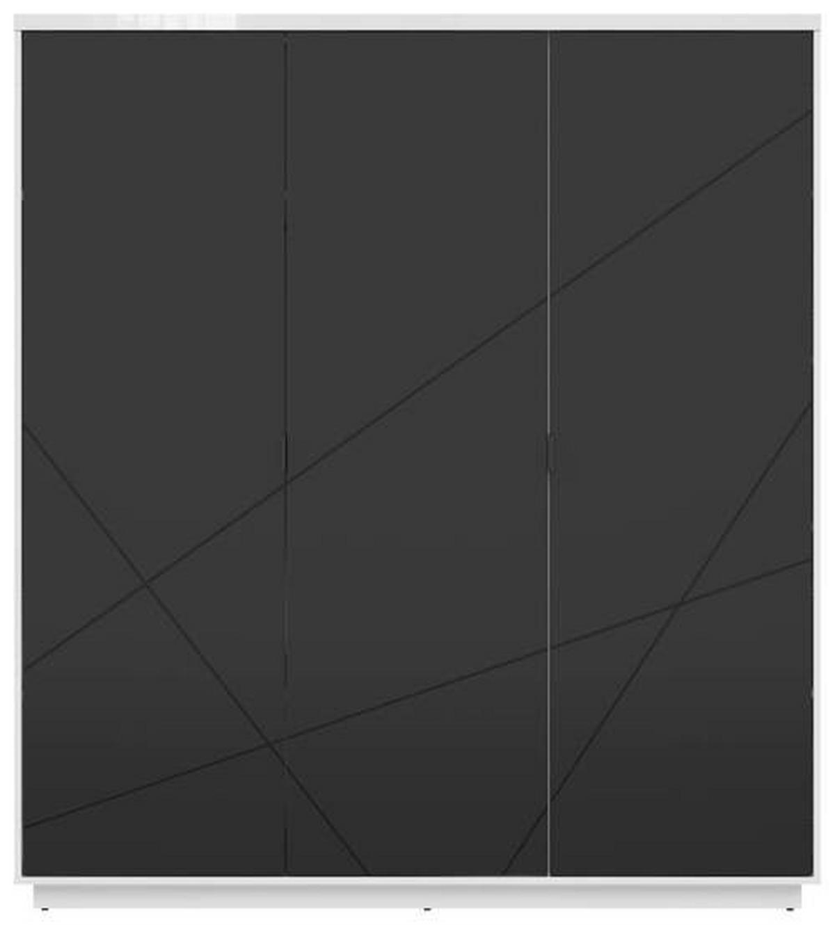 DREHTÜRENSCHRANK FORN - Weiß Hochglanz/Schwarz, MODERN, Holzwerkstoff (180/200,5/56,5cm) - MID.YOU