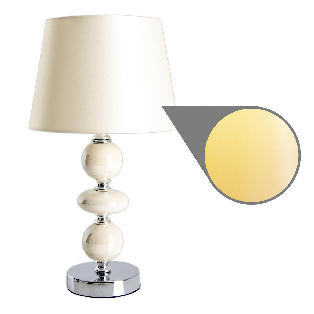 Tischlampe Chromfarben/beige Mit Kippschalter - Chromfarben/Beige, Design, Keramik/Textil (20/36cm) - Näve