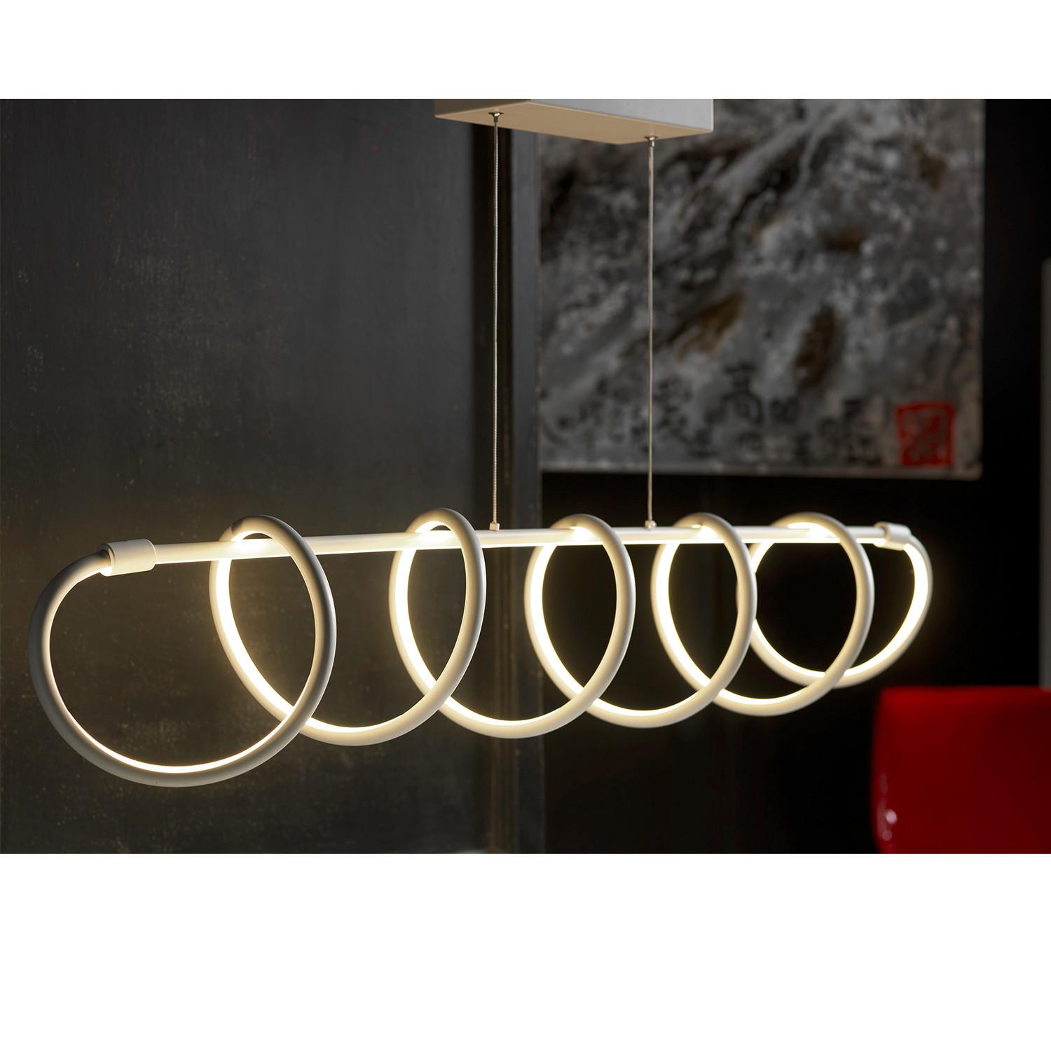 LED-Hängeleuchte Weiß Hochglanz L: 120 cm - Weiß Hochglanz, Design, Metall (120/30/130cm)
