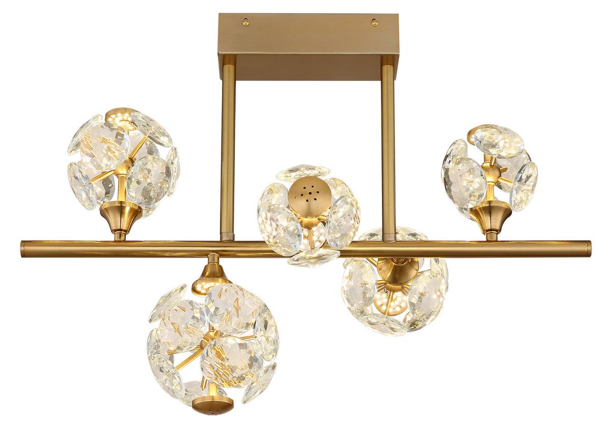LED-Deckenleuchte Virina Klar Goldfarben L: 61 cm - Klar/Goldfarben, KONVENTIONELL, Glas/Metall (61/31/45cm) - Globo