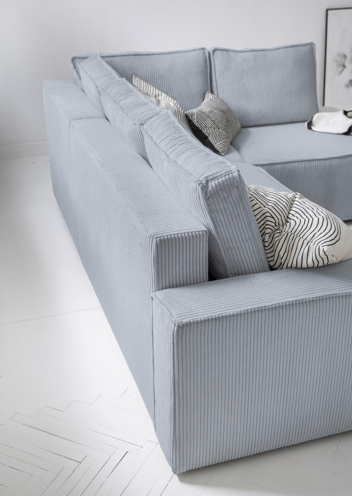 Sedačka OLIVER, pravá, světle šedá barva - černá/světle šedá, Design, textil/plast (247/194cm) - MID.YOU