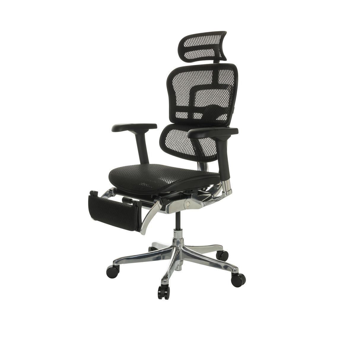 Drehstuhl Ergohuman Plus Legpro I - Schwarz/Grau, Basics, Kunststoff/Textil (68/118-141/64cm) - MID.YOU