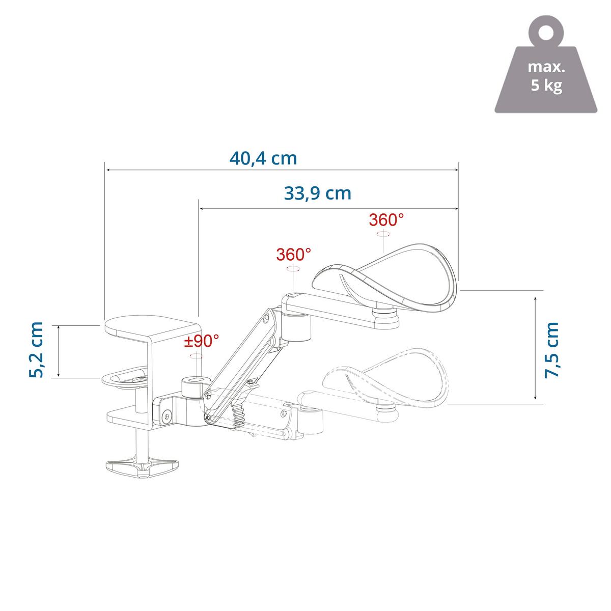Armstütze Relex Rt1 Schwarz B: 40,4 cm - Schwarz, MODERN, Leder/Kunststoff (40,4/7,5/11cm) - MID.YOU