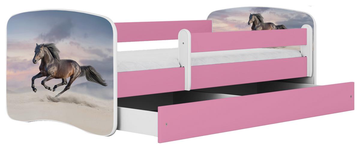 Kinder-/Juniorbett Babydreams inkl. Matratze 80x160 - Pink/Birkefarben, MODERN, Holz/Holzwerkstoff (80/160cm) - MID.YOU