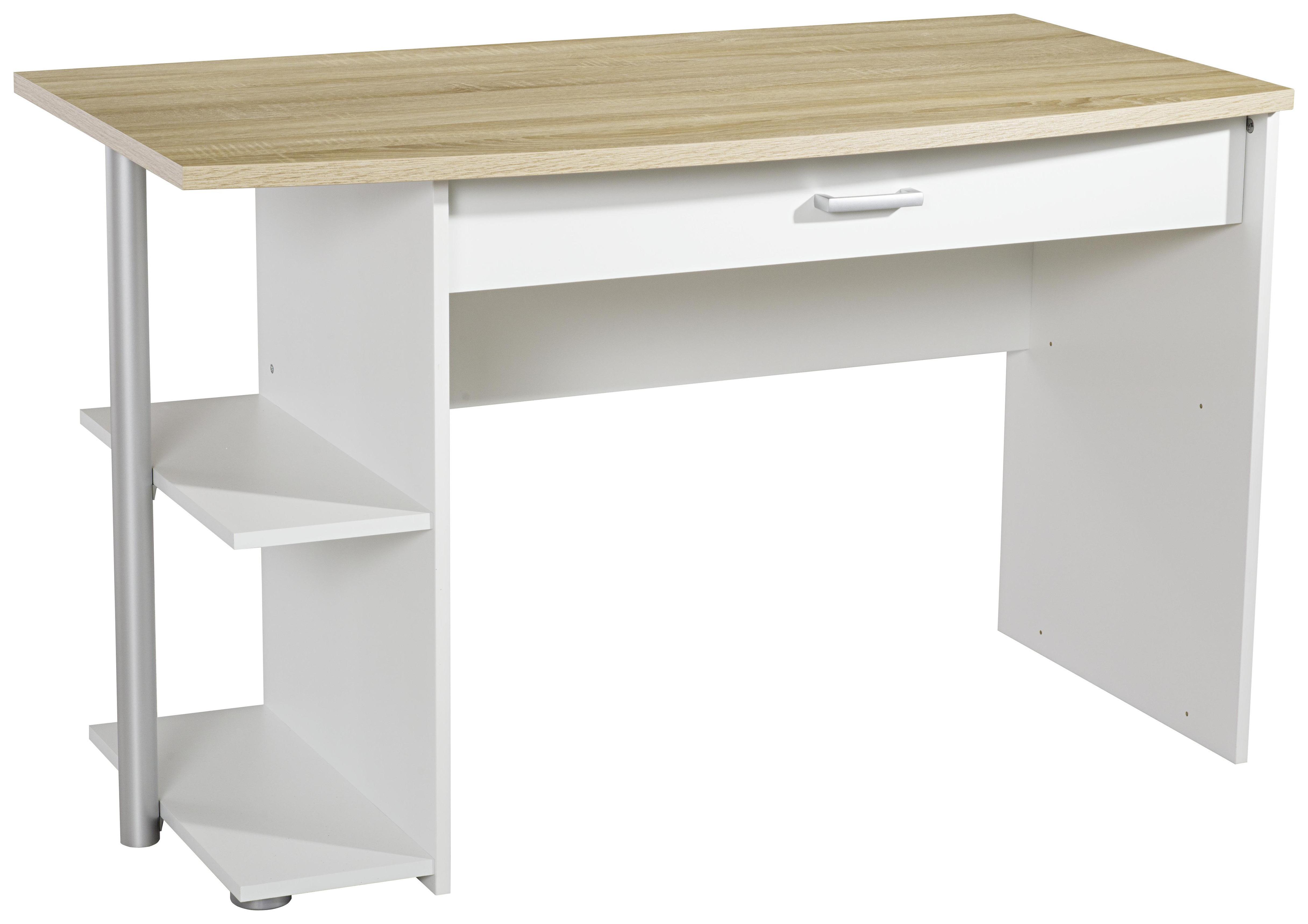 Psací Stůl Point - bílá/Sonoma dub, Moderní, kompozitní dřevo/plast (120/64/75cm) - MID.YOU