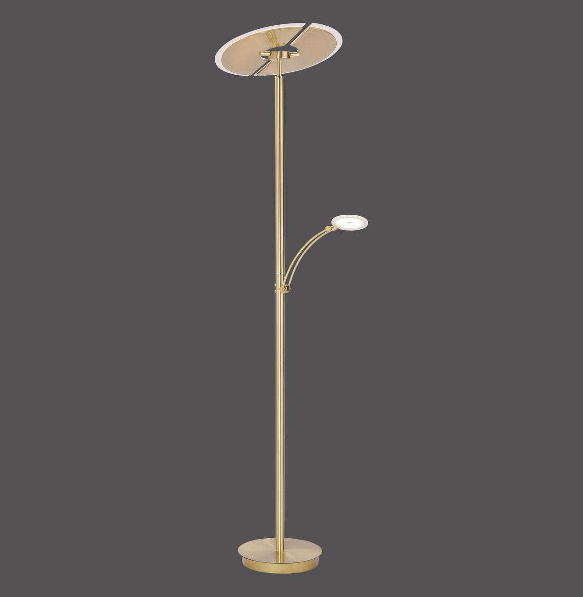 Led-stehlampe Artur Dimmbar Messingfarben Mit Leselampe - Messingfarben, Basics, Metall (62/444/200,3cm) - Paul Neuhaus