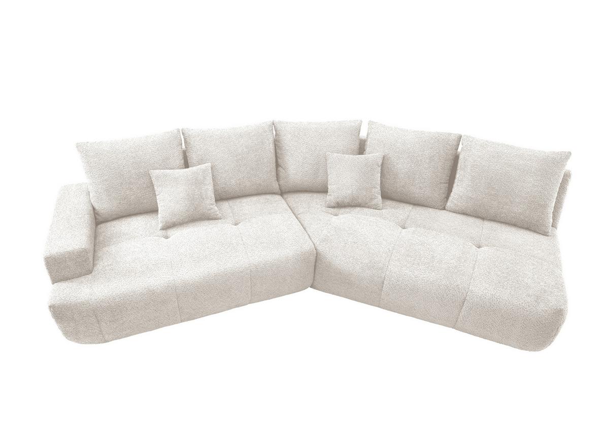 Big Sofa Fertilia Mit Kissen B: 323 Cm Weiß Bouclé - Schwarz/Weiß, MODERN, Textil (323/91/155cm) - Livetastic