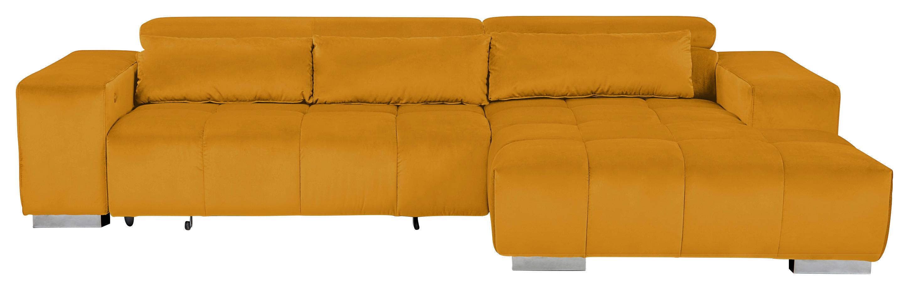 Ecksofa Orion Kopfstütze klappbar Currygelb - Currygelb/Silberfarben, KONVENTIONELL, Textil (307/186cm) - Livetastic