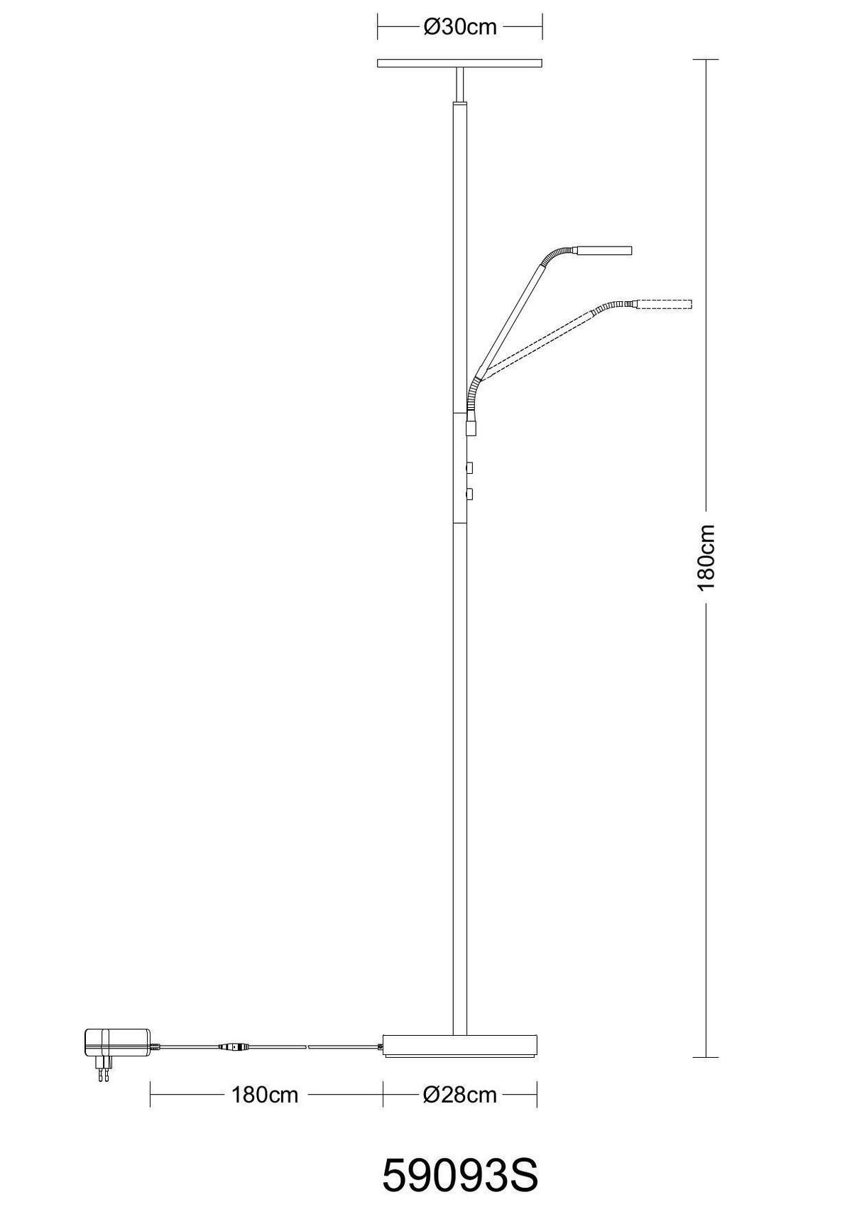 LED-Stehleuchte Stanford Klar Schwarz D: 30 cm - Klar/Schwarz, Design, Kunststoff/Metall (30/180cm) - Globo