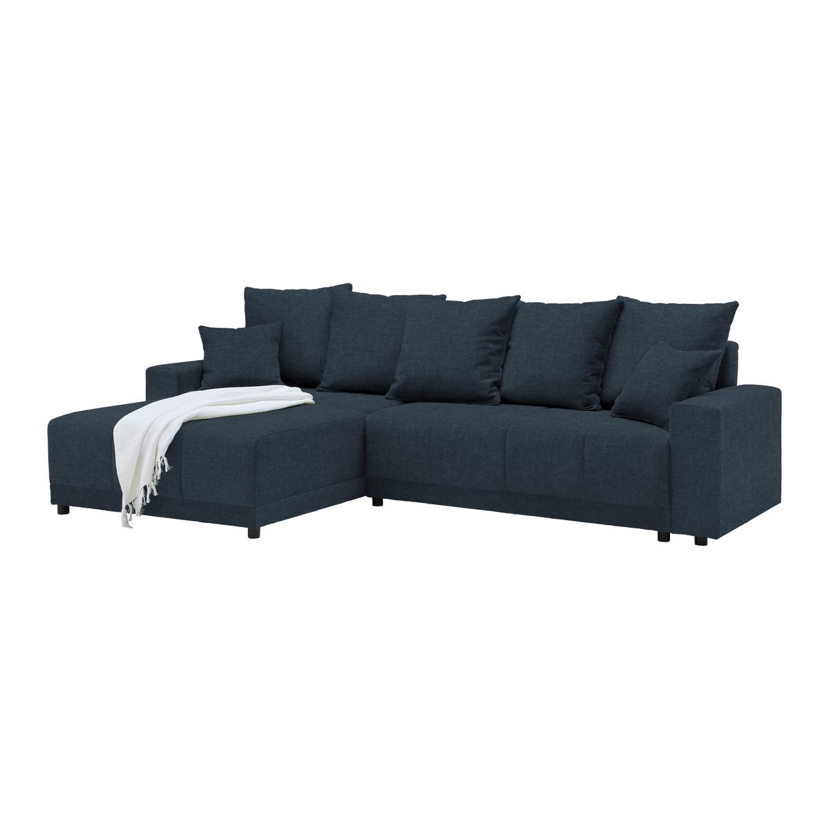 Rohová sedačka ALATRI, oboustr.,tmavě modrá,s polšt. - černá/zelená, Moderní, textil/plast (289/90/176cm) - Based