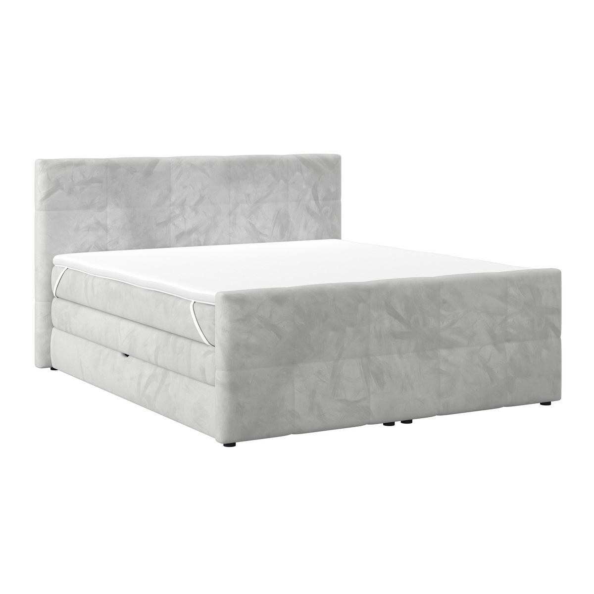Boxspringbett mit Topper und Bettkasten 160x200 cm Medino - Hellgrau, KONVENTIONELL, Holz/Holzwerkstoff (160/200cm) - Luca Bessoni