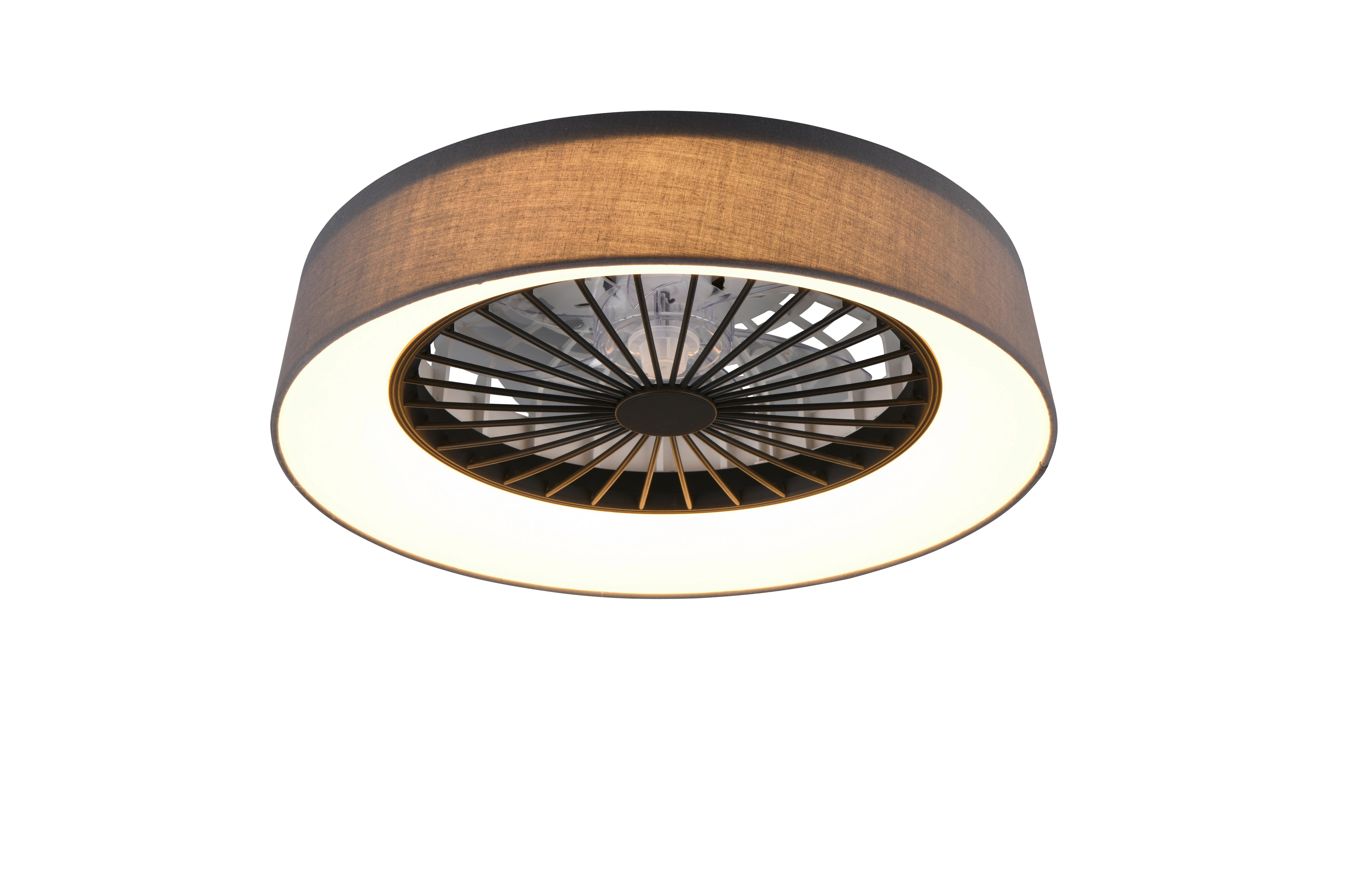 Deckenventilator Farsund Grau Schwarz D: 48 cm - Transparent/Schwarz, Design, Kunststoff/Textil (48,0/19,5cm)