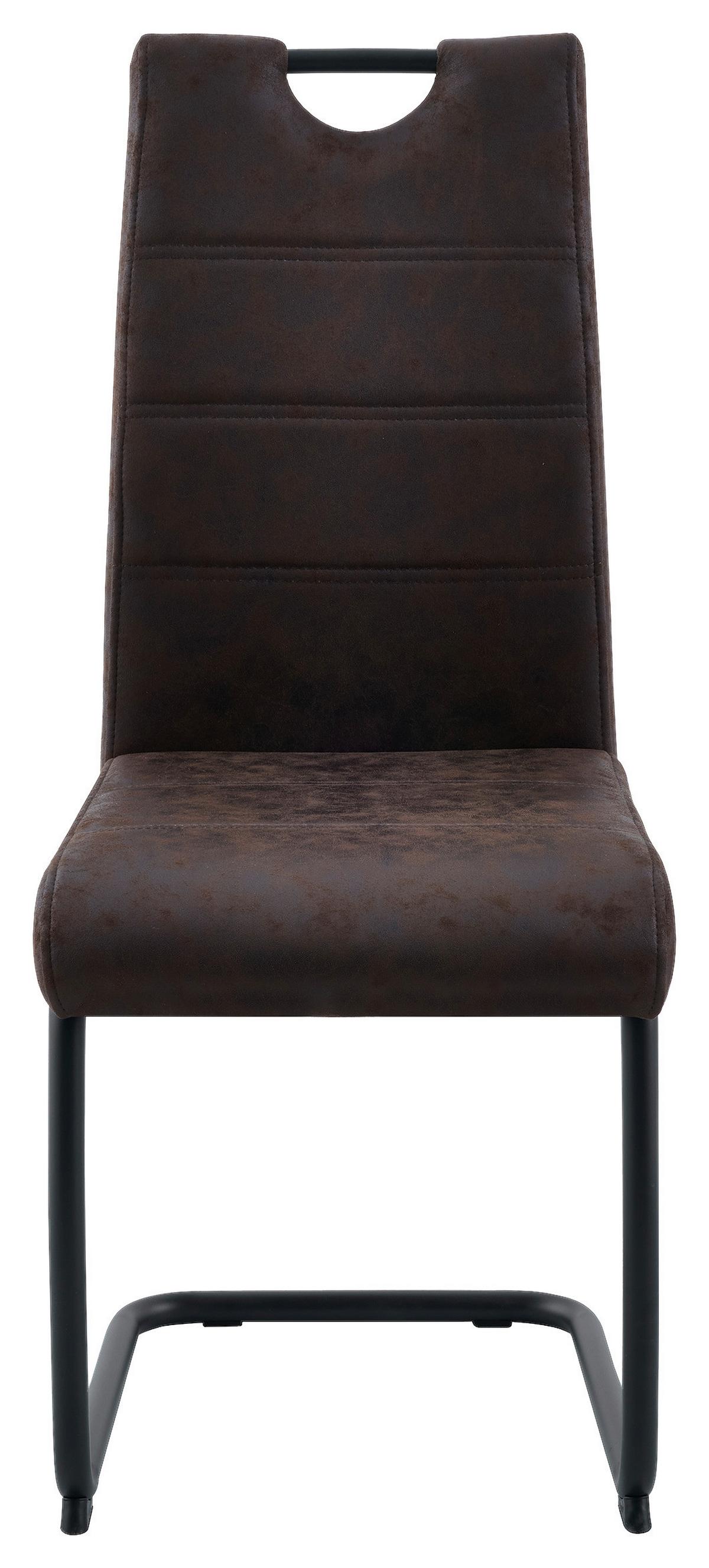 Stuhl Sabrina Microfaser Braun, B: 43 cm - Schwarz/Braun, KONVENTIONELL, Textil/Metall (43/99/61cm)