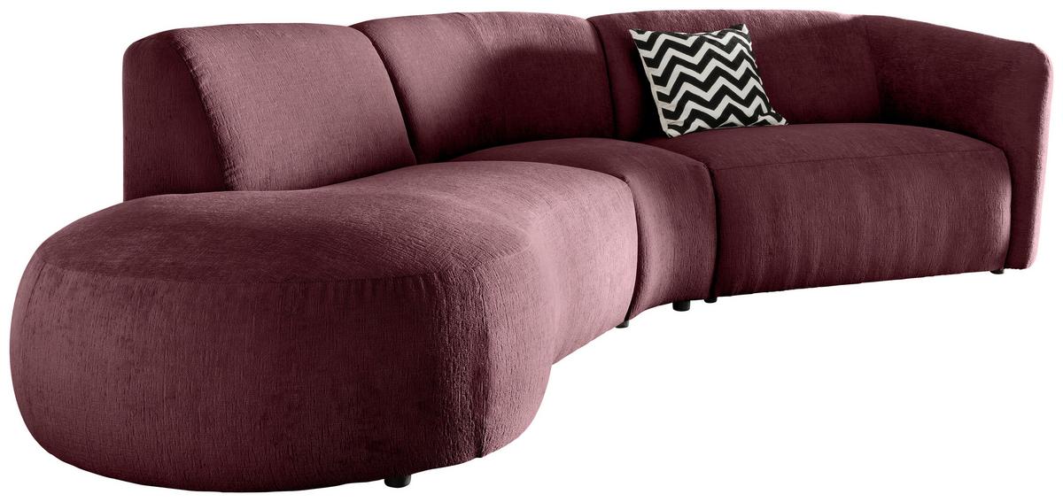 Ecksofa Jesi, Bordeaux S: 182x276 Cm - Bordeaux/Schwarz, MODERN, Textil (182/276cm) - Livetastic