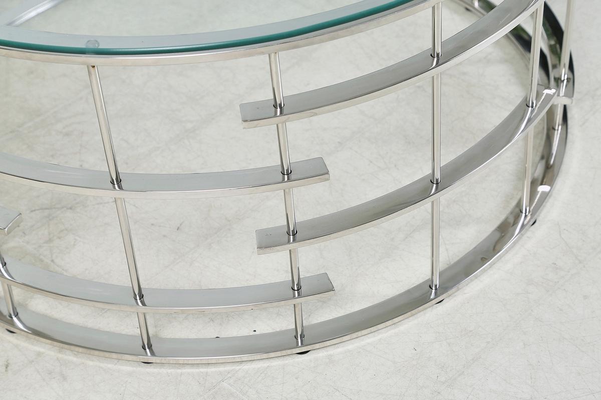 Couchtisch Silberfarben L: 90 cm - Silberfarben, Design, Glas/Metall (90/90/42cm) - Livetastic