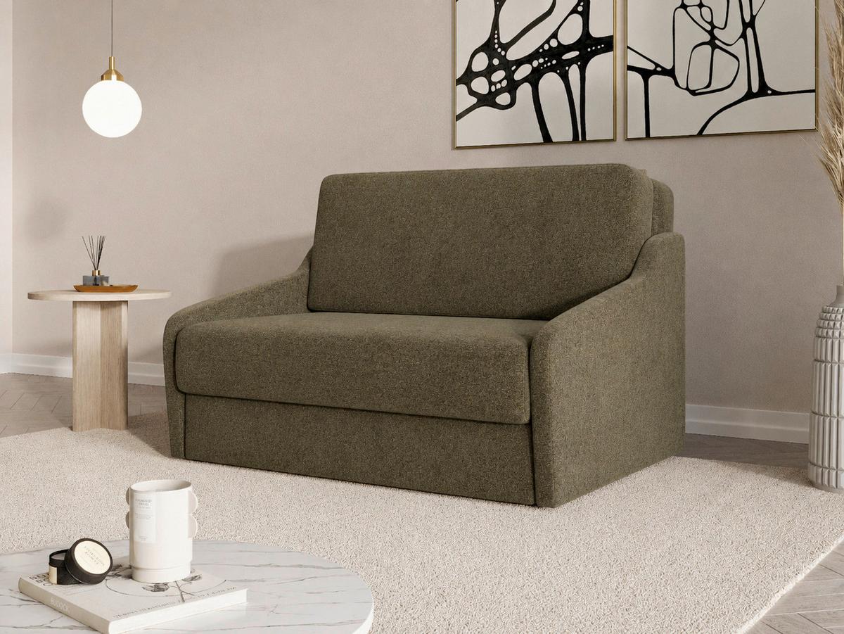 Schlafsofa Fly Dunkelgrün, B: 136 cm - Dunkelgrün/Schwarz, Design, Textil (136/86/113cm) - MID.YOU