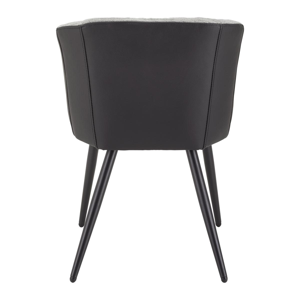 Jedálenská stolička Bianco pravá koža čierna - čierna/sivá, Modern, kov/koža (55,5/75,5/58cm) - Bessagi Home