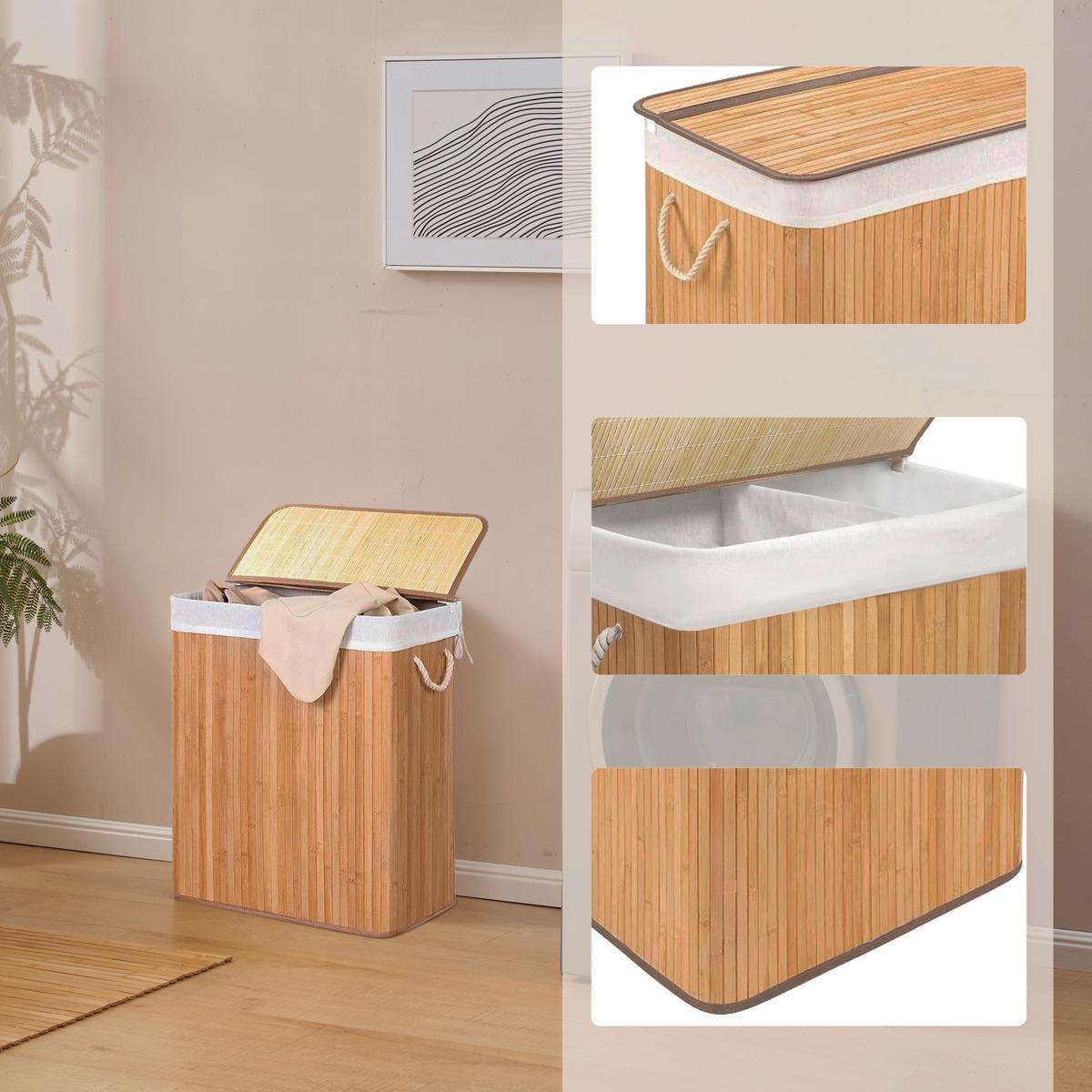 WÄSCHEKORB Falster Braun B: 52cm - Braun, MODERN, Holz/Textil (52/62/32cm) - MID.YOU