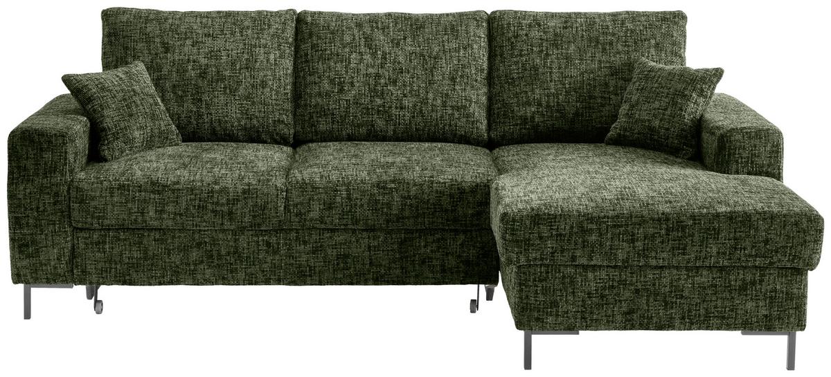 Eckschlafsofa Zona, D. Grün S: 237x143 Cm - Dunkelgrün/Schwarz, KONVENTIONELL, Textil (237/143cm) - Livetastic