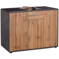 Kommode B 132cm Fontana, Beton Optik/wotan Eiche Dekor - Eichefarben/Dunkelgrau, MODERN, Holzwerkstoff (132/87/40cm)