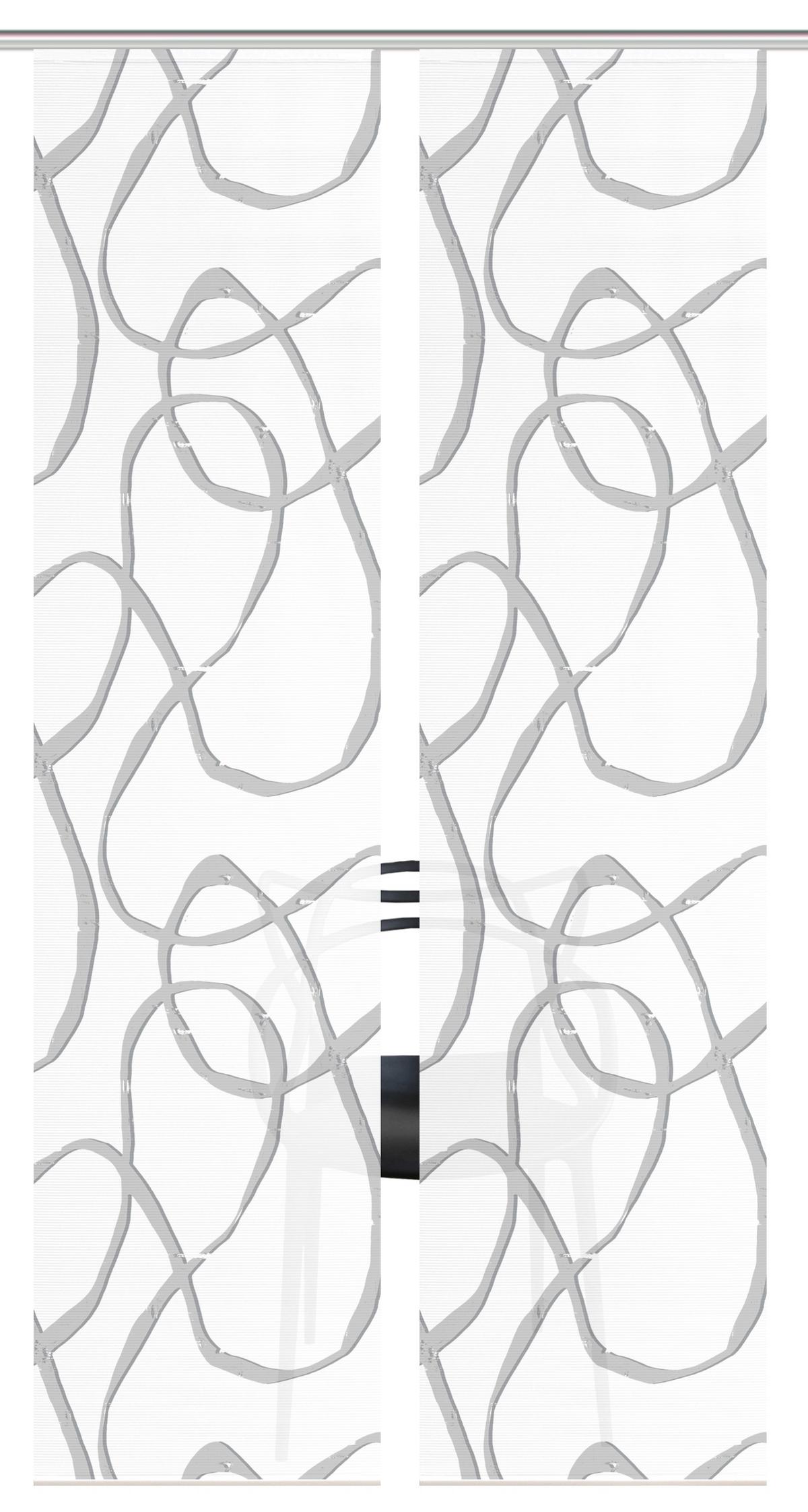 Flächenvorhang Ophelia 2er Set - Grau Hochglanz/Weiß, KONVENTIONELL, Textil (60/260cm)