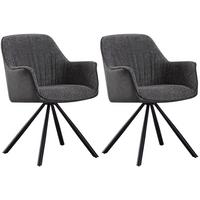 Armlehnstuhl - 2er Set Serena Drehbare Sitzfläche - Schwarz/Grau, MODERN, Holz/Textil (62/82/62cm) - MID.YOU