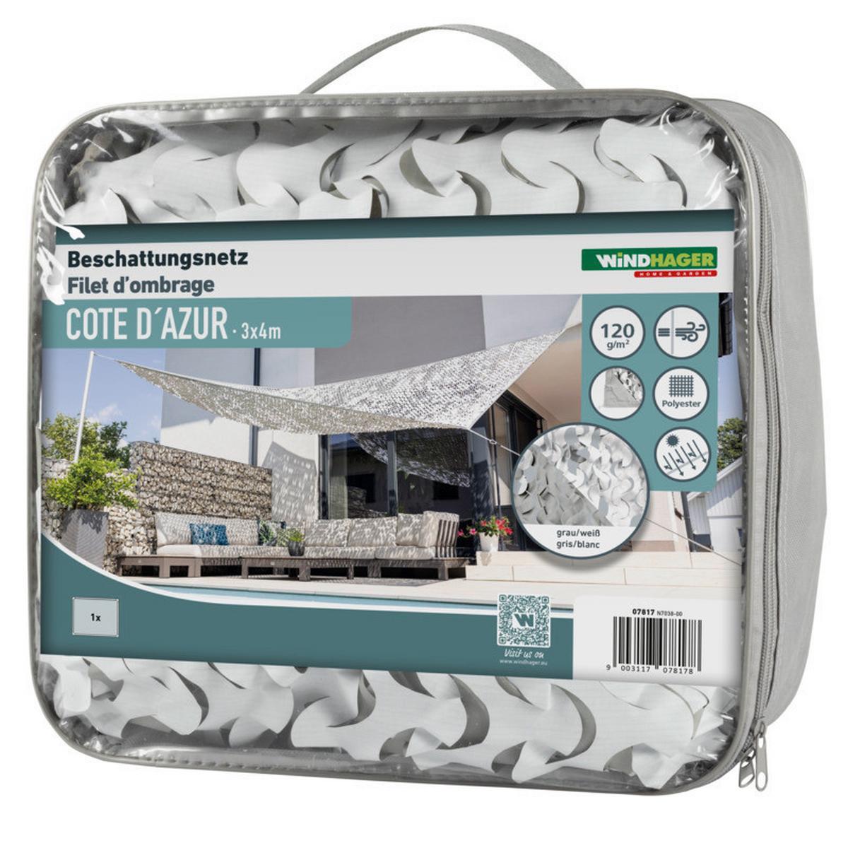 Sichtschutz-befestigung Beschattungsnetz Cote D´azur - Weiß/Grau, Basics (300/400cm) - Windhager