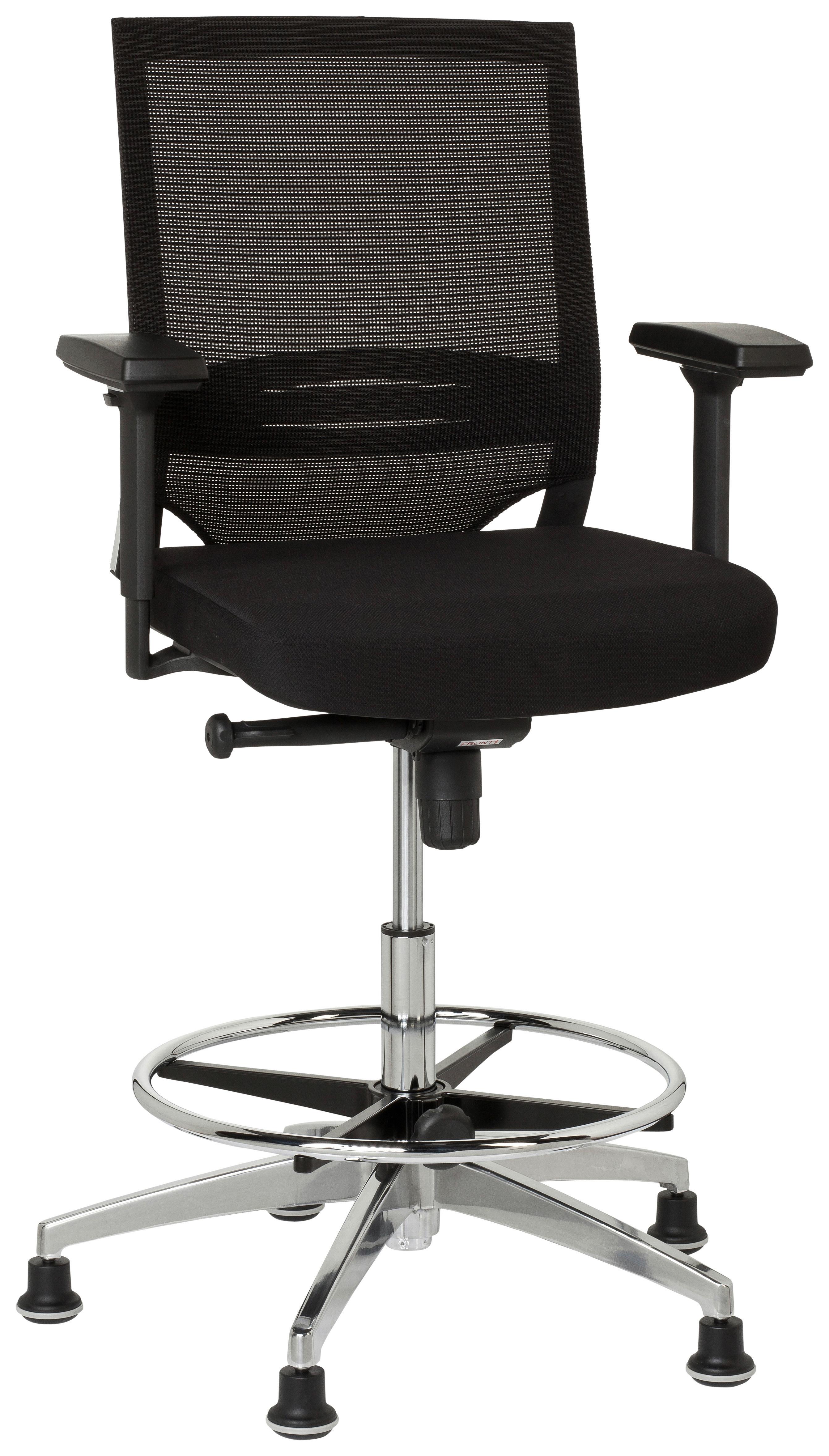 Bürostuhl Top Work 77 Schwarz Bis 110 Kg - Silberfarben/Schwarz, Basics, Kunststoff/Textil (57/129/45cm) - MID.YOU