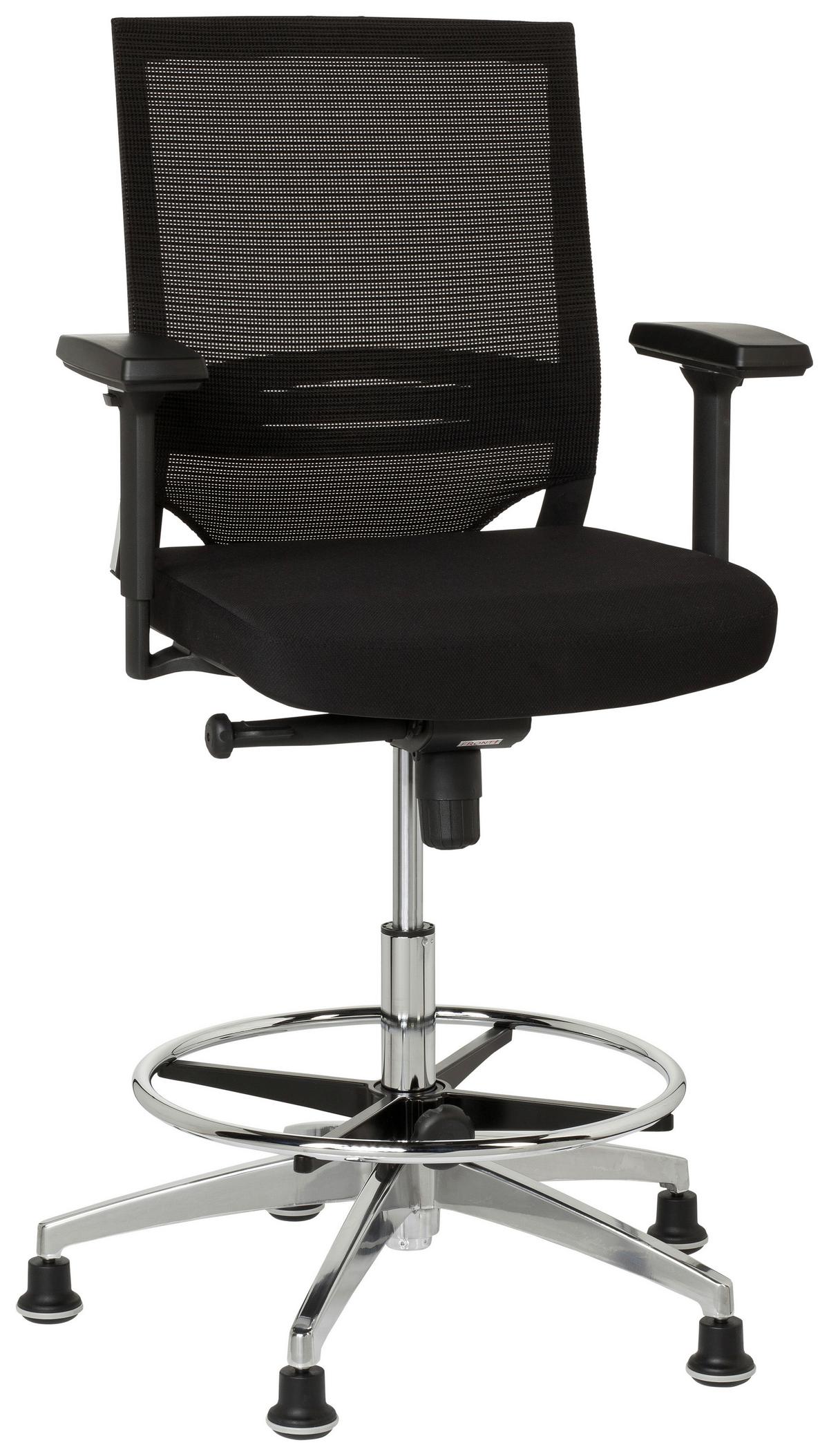 Bürostuhl Top Work 77 Schwarz Bis 110 Kg - Silberfarben/Schwarz, Basics, Kunststoff/Textil (57/129/45cm) - MID.YOU