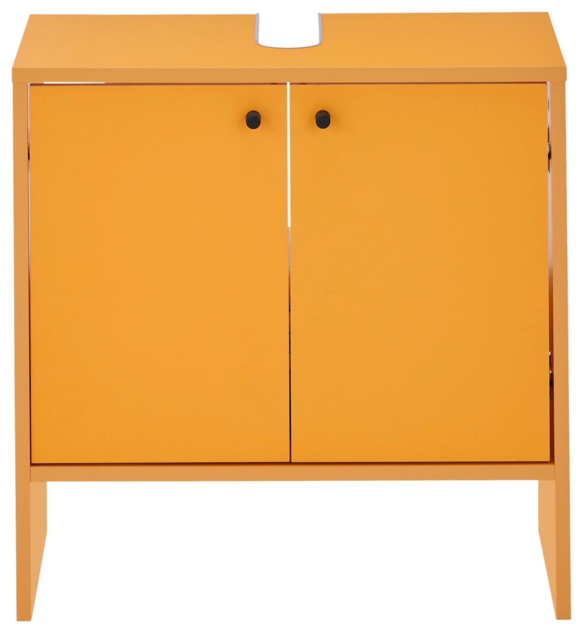 Kúpeľňová skrinka pod umývadlo KAIRO, žltá - čierna/žltá, Modern, kompozitné drevo/plast (60/60/35cm) - MID.YOU