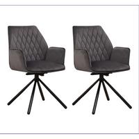 Armlehnstuhl-Set Donny Anthrazit B: 57,5 cm - Anthrazit/Schwarz, MODERN, Textil/Metall (57,5/92/52cm) - MID.YOU