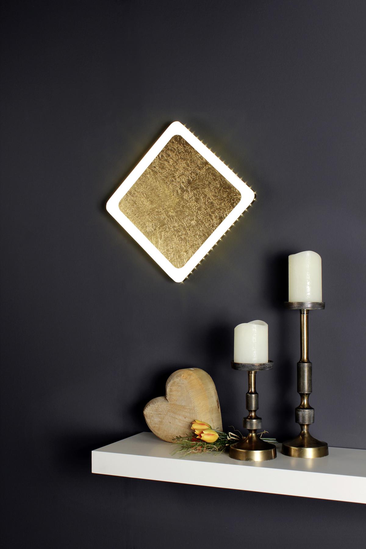 LED-Deckenleuchte Solaris L: 31 cm Mit 3 Helligkeitsstufen - Goldfarben/Schwarz, Design, Metall (31/31/4,5cm)