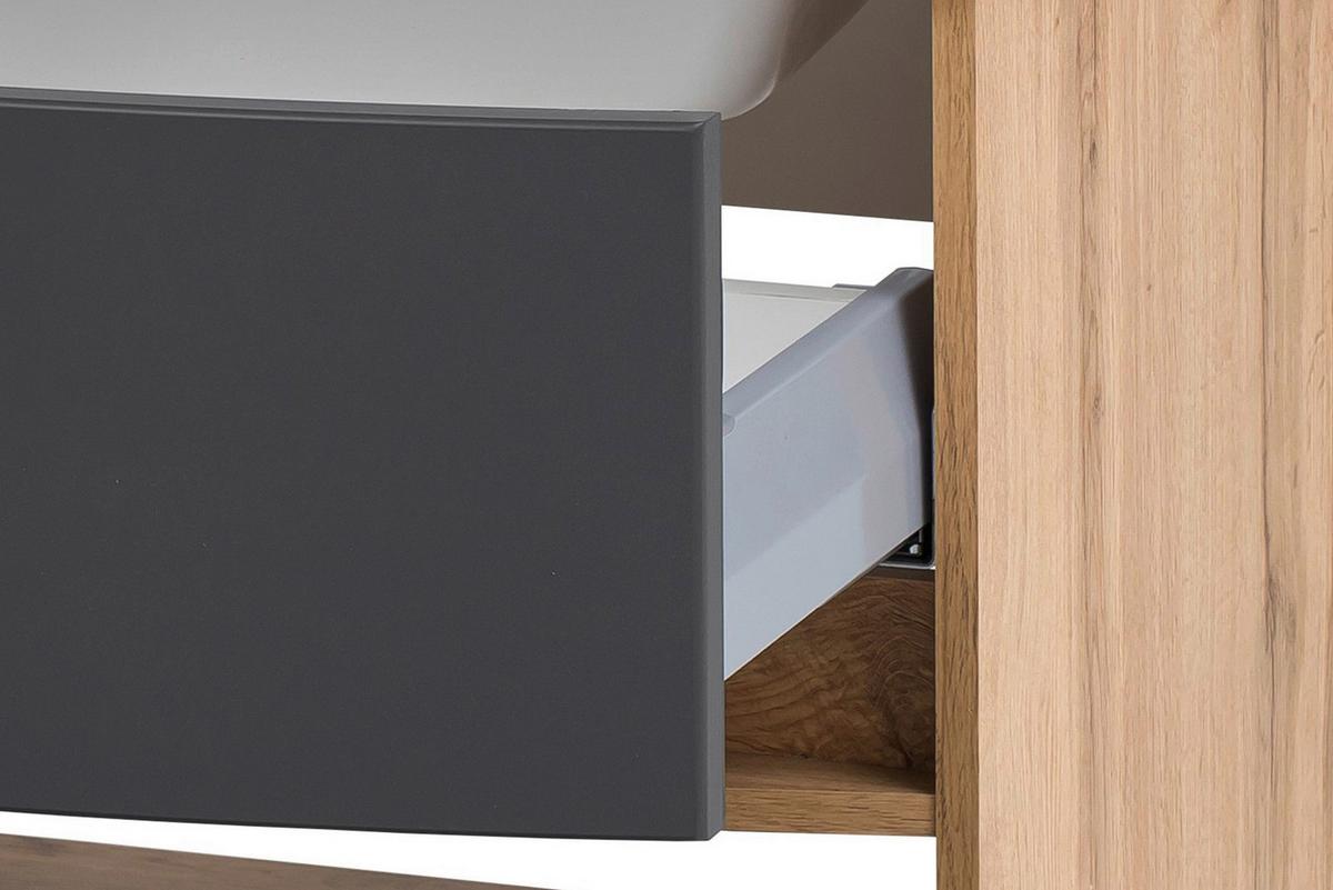 Waschbecken mit Unterschrank Kopenhagen B: 80 cm Grau - Eichefarben/Anthrazit, KONVENTIONELL, Glas/Holzwerkstoff (80cm) - Held