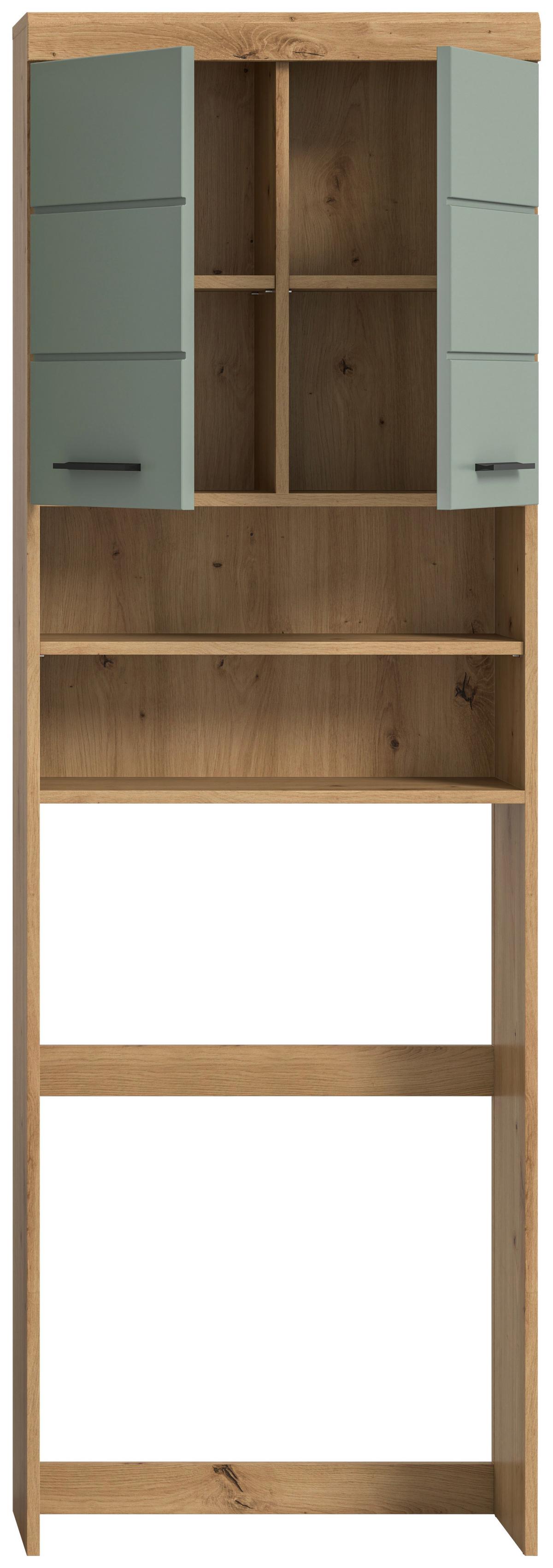 Waschmaschinenschrank Scout Eiche Artisan Dekor Salbeigrün - Salbeigrün/Schwarz, MODERN, Holzwerkstoff (63/191/24cm) - MID.YOU