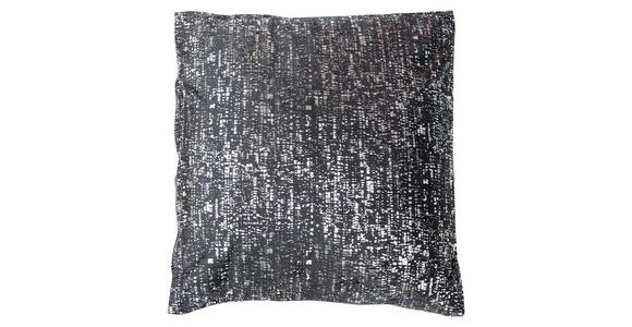 Zierkissen Helen 45x45 cm Samt Schwarz/Silber mit Zipp - Schwarz, MODERN, Textil (45/45cm) - Luca Bessoni