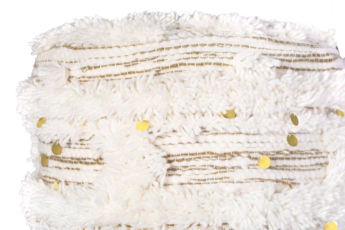 Hocker Bohist Makramee/ Echtholz Creme/olivgrün H:50cm - Creme/Olivgrün, Trend, Holz/Textil (38/50/38cm) - Kayoom