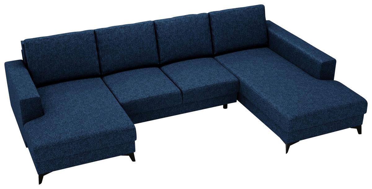 Harvey U Blau U: 156x339x190 Cm - Blau/Schwarz, Design, Textil (156/339/190cm) - Livetastic